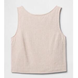 Gap Linen-Blend Crop Shell Tank Top in Flax Tan